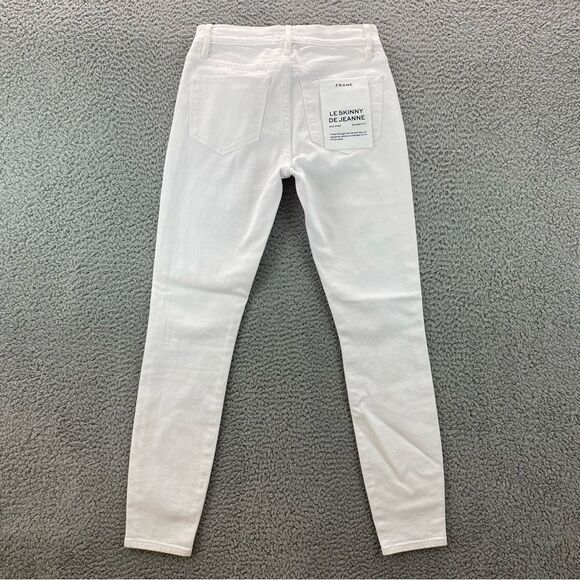 Frame Denim Le Skinny de Jeanne Women's White Mid-Rise Ankle Jeans | Size: 25 - Picture 3 of 16